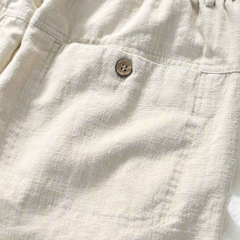 Buddha Stones Versatile Casual Drawstring 7-8 Length Cotton Linen Men's Pants With Pockets - image 3