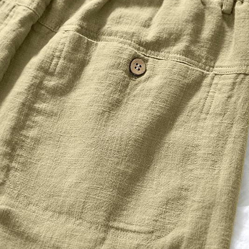 Buddha Stones Versatile Casual Drawstring 7-8 Length Cotton Linen Men's Pants With Pockets - image 18