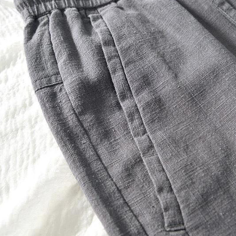 Buddha Stones Versatile Casual Drawstring 7-8 Length Cotton Linen Men's Pants With Pockets - image 12