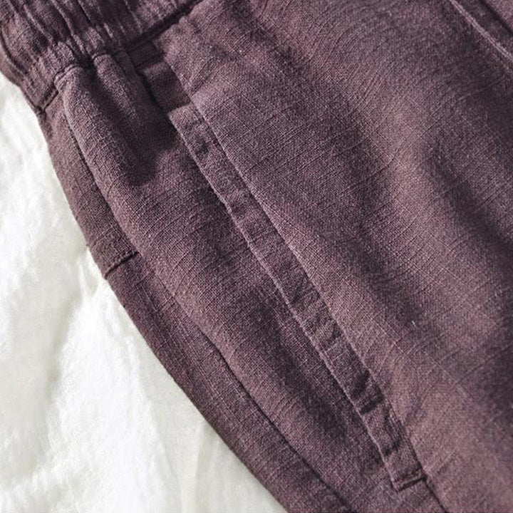 Buddha Stones Versatile Casual Drawstring 7-8 Length Cotton Linen Men's Pants With Pockets - image 7