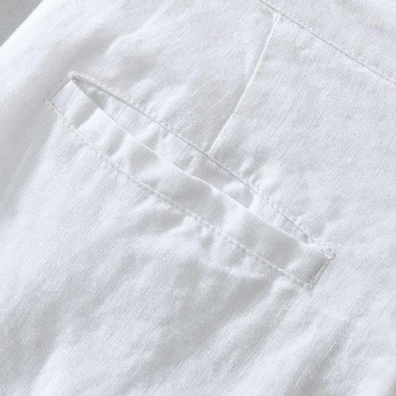 Buddha Stones Solid Color Drawstring Linen Men's Shorts With Pockets - image 8