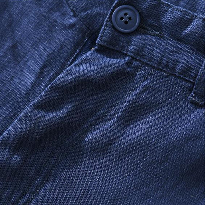 Buddha Stones Solid Color Drawstring Linen Men's Shorts With Pockets - image 15