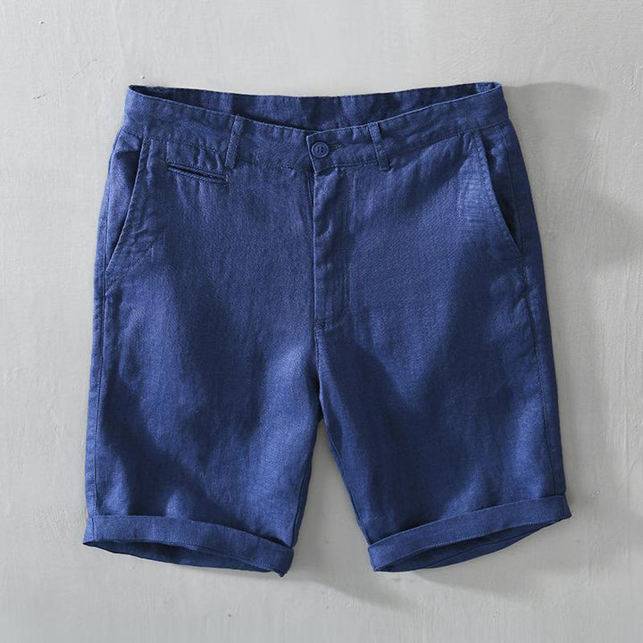 Buddha Stones Solid Color Drawstring Linen Men's Shorts With Pockets - Navy - US/UK/AU46，EU56 (5XL) - image 14