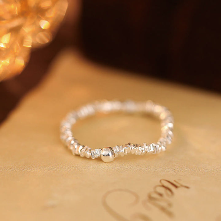 Buddha Stones 925 Sterling Silver Natural Small Hetian Jade Bead Luck Elastic Ring - image 5