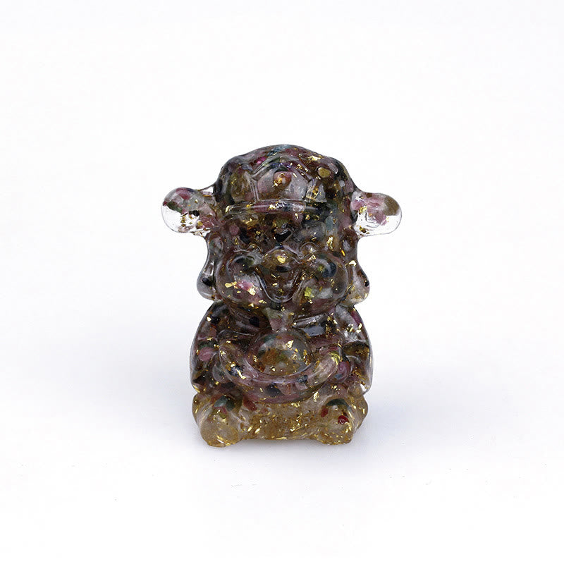 Buddha Stones God of Wealth Amethyst Crystal Resin Energy Fortune Home Decoration - Tourmaline 5.6*4.7*3.5cm - image 12