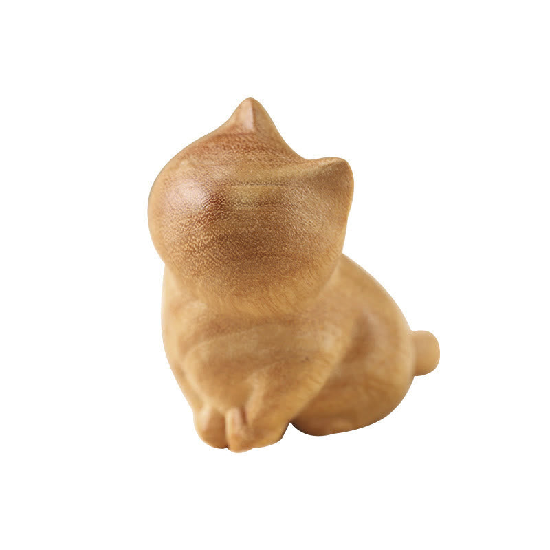 Buddha Stones Small Cat Sandalwood Protection Home Decoration(Random Type)