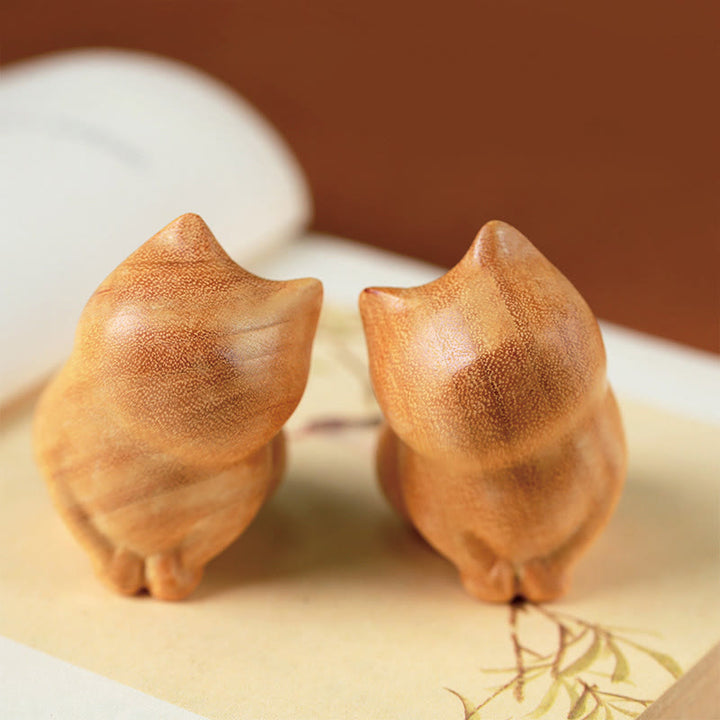 Buddha Stones Small Cat Sandalwood Protection Home Decoration(Random Type)
