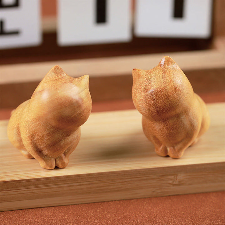 Buddha Stones Small Cat Sandalwood Protection Home Decoration(Random Type)