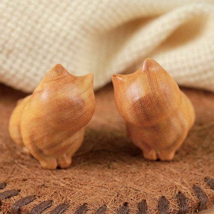 Buddha Stones Small Cat Sandalwood Protection Home Decoration(Random Type)
