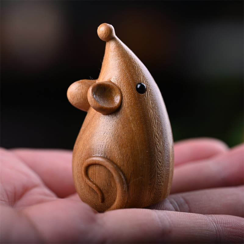 Buddha Stones Small Cat Mouse Green Sandalwood African Red Rosewood Peace Home Decoration - Green Sandalwood Mouse 5.5*3.1*3cm - image 13