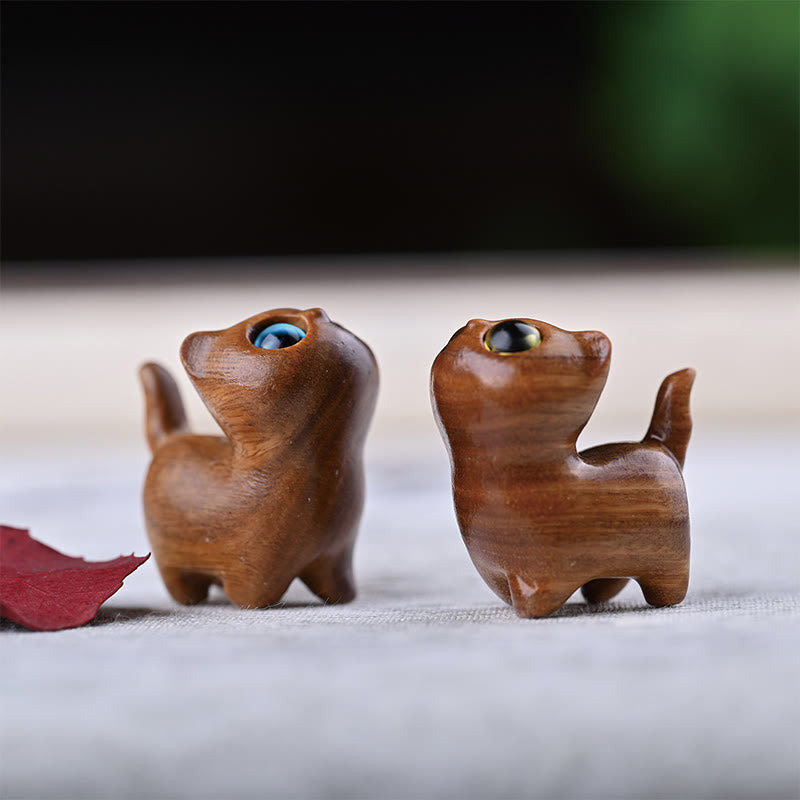 Buddha Stones Green Sandalwood Ebony Wood Sandalwood Small Leaf Red Sandalwood Mini Lucky Cat Peace Decoration - image 30