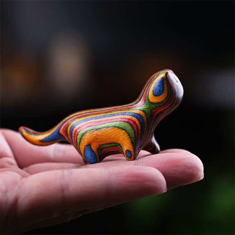 Buddha Stones Green Sandalwood Small Leaf Red Sandalwood Ebony Wood Rainbow Wood Lucky Mini Walking Cat Positive Decoration - Rainbow Wood Cat 7.3*2*3.3cm - image 14