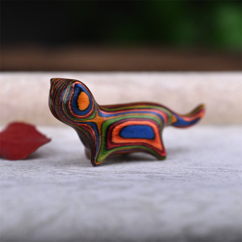 Buddha Stones Green Sandalwood Small Leaf Red Sandalwood Ebony Wood Rainbow Wood Lucky Mini Walking Cat Positive Decoration - image 15