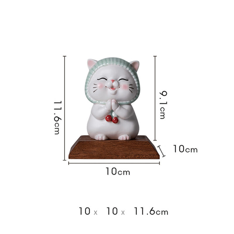 Buddha Stones Lucky Cute Cat In Scarf Ceramic Figurine Decoration - image 18