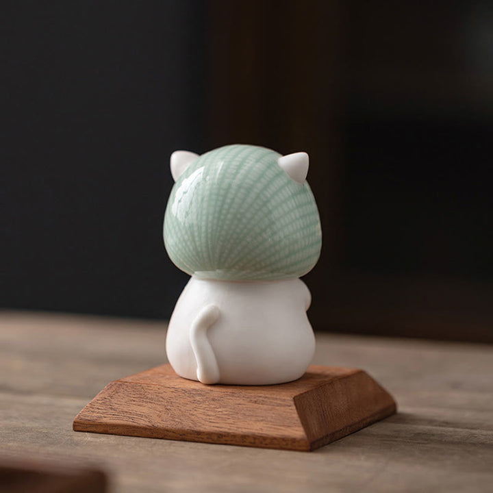 Buddha Stones Lucky Cute Cat In Scarf Ceramic Figurine Decoration - image 14