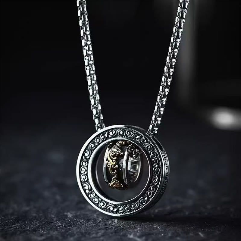 Buddha Stones Double Ring PiXiu Peace Buckle Wealth Rotatable Necklace Pendant - PiXiu - image 1