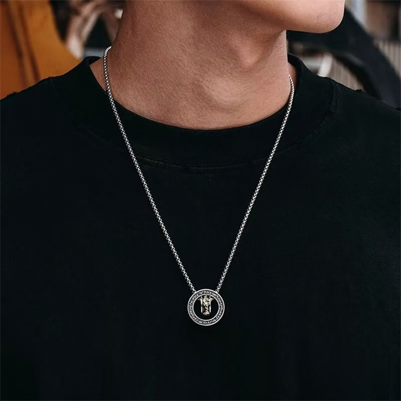 Buddha Stones Double Ring PiXiu Peace Buckle Wealth Rotatable Necklace Pendant - image 3