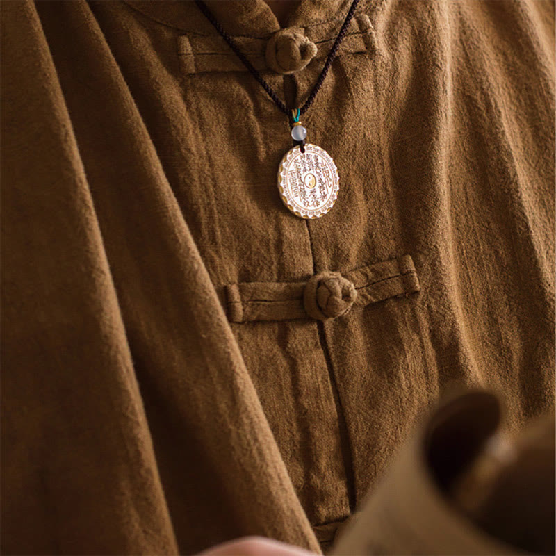 Buddha Stones Mountain Ghosts Spend Money Yin Yang Bagua Design Copper Harmony Necklace Pendant - image 11