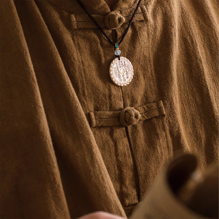 Buddha Stones Mountain Ghosts Spend Money Yin Yang Bagua Design Copper Harmony Necklace Pendant - image 11