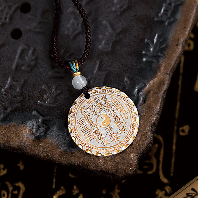 Buddha Stones Mountain Ghosts Spend Money Yin Yang Bagua Design Copper Harmony Necklace Pendant - image 2