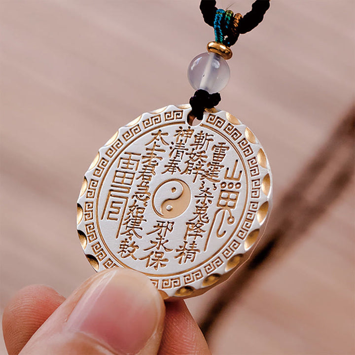 Buddha Stones Mountain Ghosts Spend Money Yin Yang Bagua Design Copper Harmony Necklace Pendant - image 4
