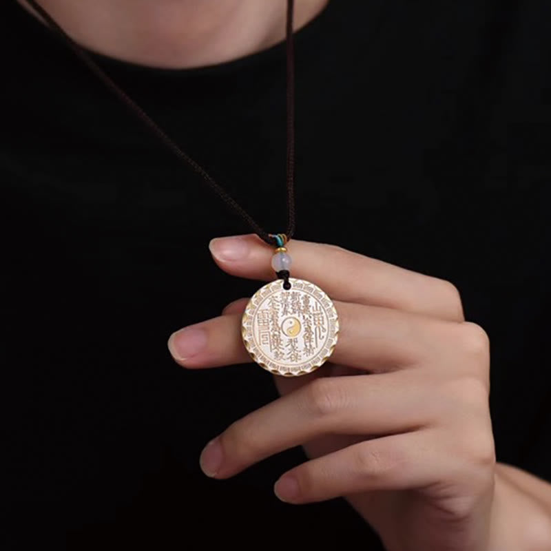 Buddha Stones Mountain Ghosts Spend Money Yin Yang Bagua Design Copper Harmony Necklace Pendant - image 5