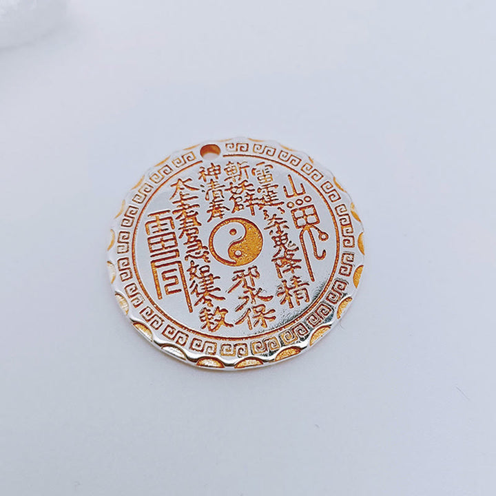 Buddha Stones Mountain Ghosts Spend Money Yin Yang Bagua Design Copper Harmony Necklace Pendant - image 13