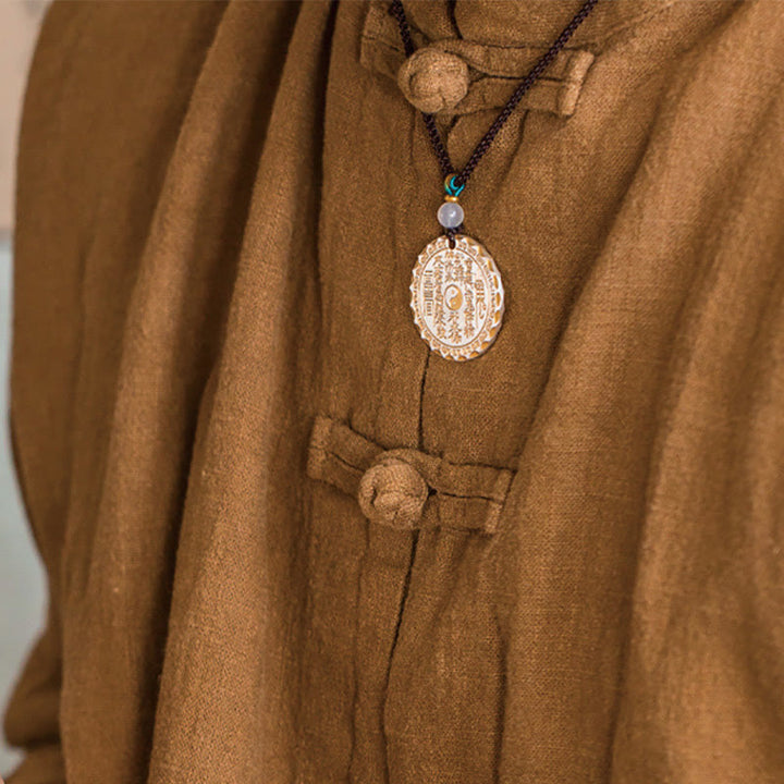 Buddha Stones Mountain Ghosts Spend Money Yin Yang Bagua Design Copper Harmony Necklace Pendant - image 12