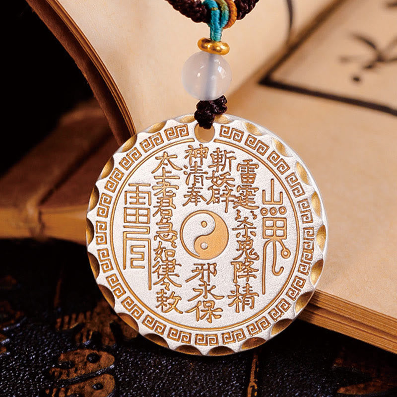 Buddha Stones Mountain Ghosts Spend Money Yin Yang Bagua Design Copper Harmony Necklace Pendant - image 9