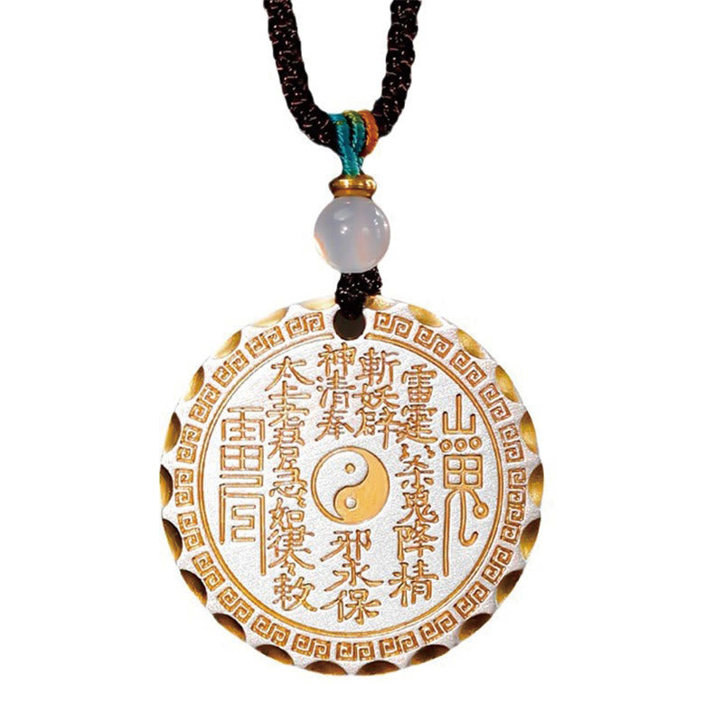 Buddha Stones Mountain Ghosts Spend Money Yin Yang Bagua Design Copper Harmony Necklace Pendant - image 14