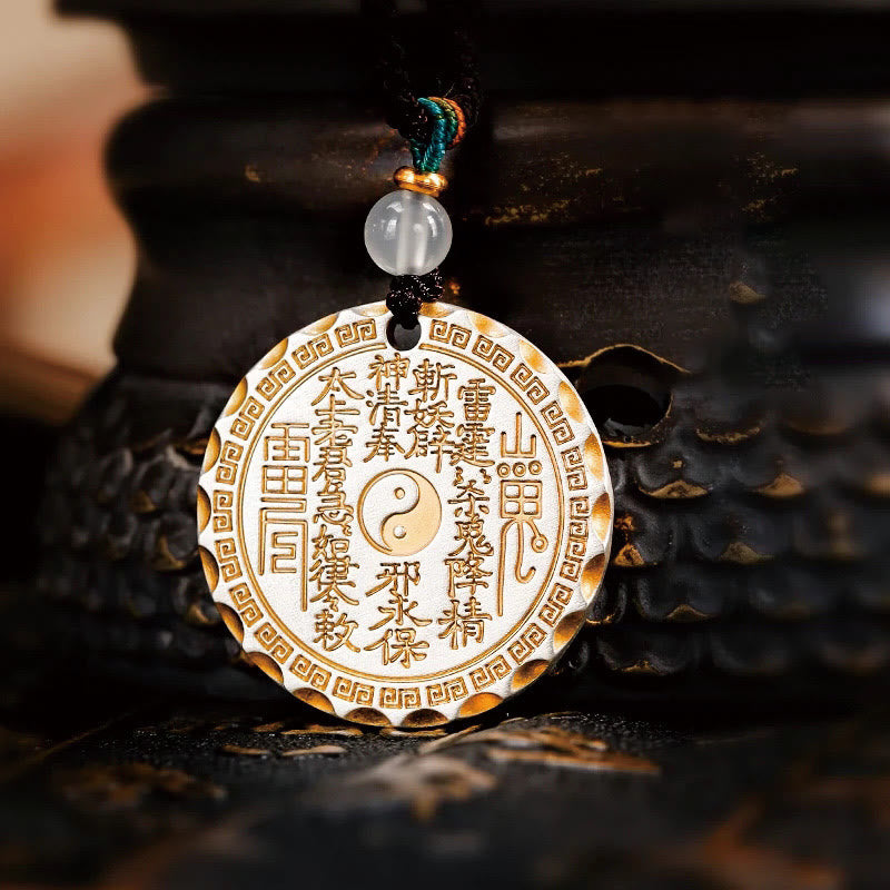 Buddha Stones Mountain Ghosts Spend Money Yin Yang Bagua Design Copper Harmony Necklace Pendant - Mountain Ghosts Spend Money - image 1