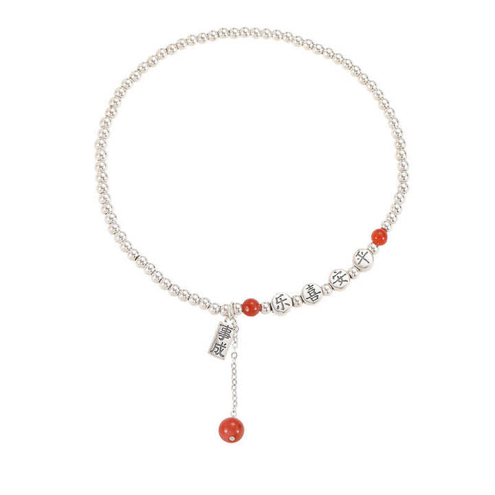 Buddha Stones 925 Sterling Silver Small Beads Red Agate Peace And Joy Blessing Anklet - image 12