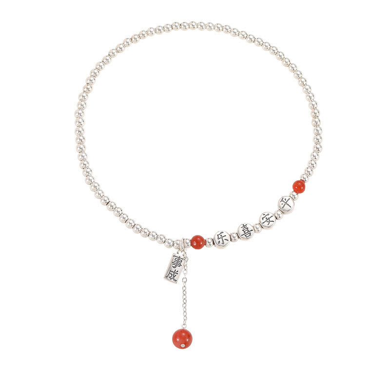 Buddha Stones 925 Sterling Silver Small Beads Red Agate Peace And Joy Blessing Anklet - image 12