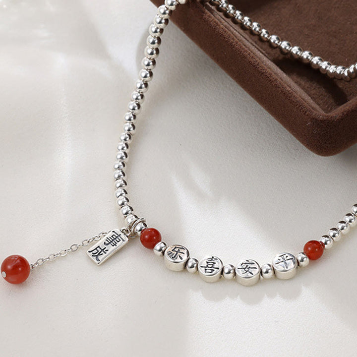 Buddha Stones 925 Sterling Silver Small Beads Red Agate Peace And Joy Blessing Anklet - image 9