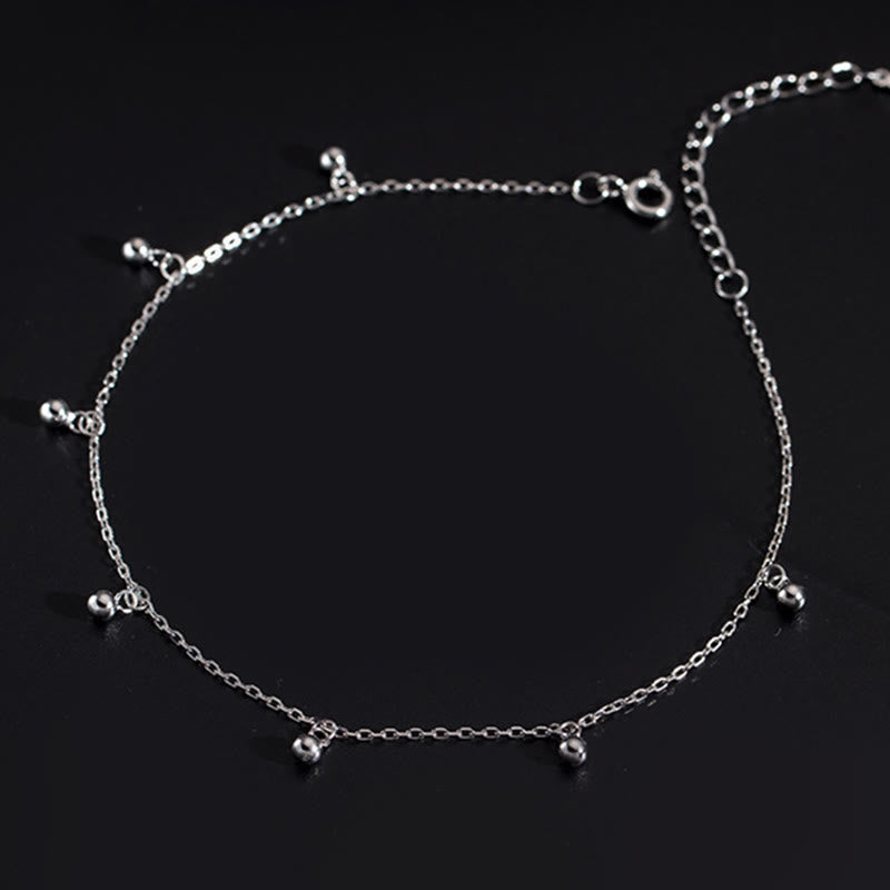 Buddha Stones 925 Sterling Silver Small Beads Charm Blessing Anklet
