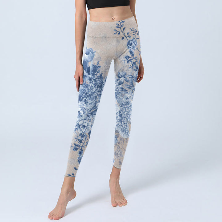 Buddha Stones Rose Daisy Print Gym Leggings Women's Yoga Pants