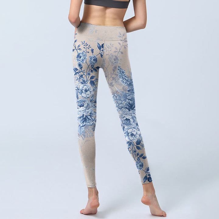 Buddha Stones Rose Daisy Print Gym Leggings Women's Yoga Pants - image 7