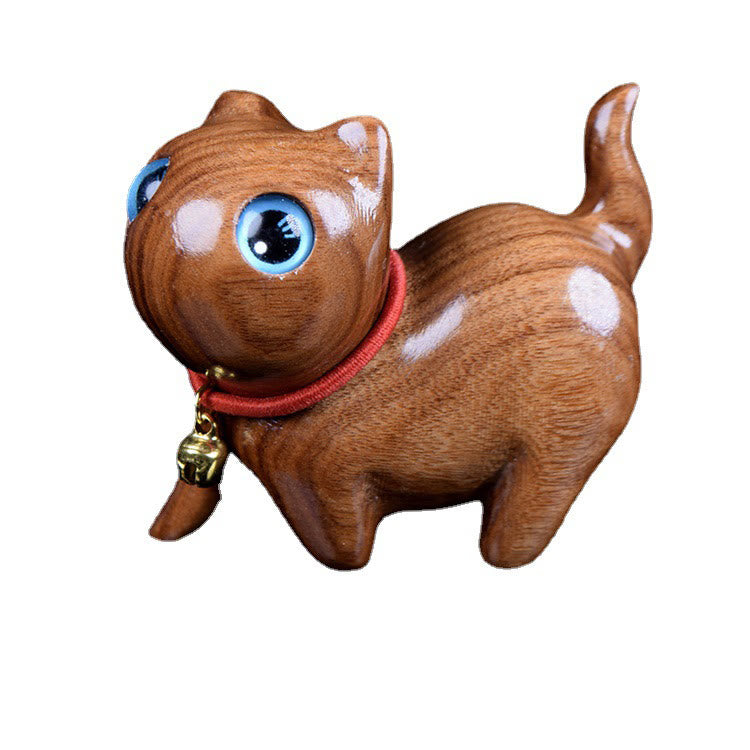 Buddha Stones Rosewood Carving Cat Warmth Home Decoration - image 1