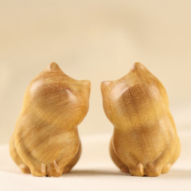 Buddha Stones Small Cat Sandalwood Protection Home Decoration(Random Type)