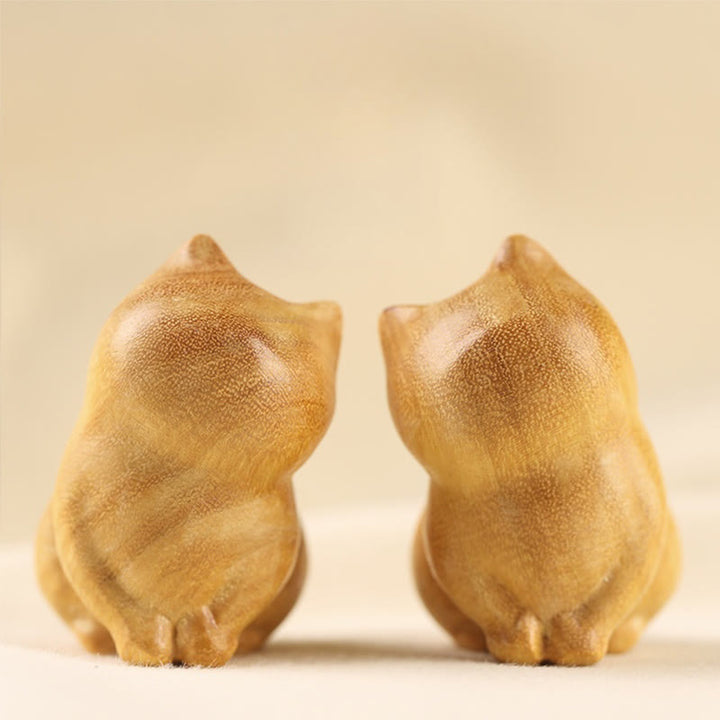 Buddha Stones Small Cat Sandalwood Protection Home Decoration(Random Type)