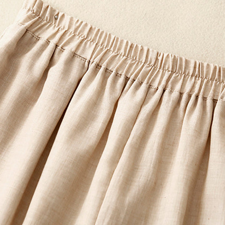 Buddha Stones Casual Plain Color Chinese Frog Button Cotton Linen Women's Wide Leg Pants - image 11