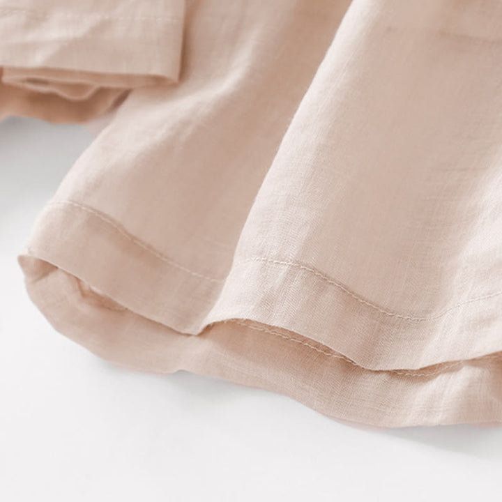 Buddha Stones Summer Embroidery Double Layer Cotton Linen Women's Wide Leg Pants With Pockets - image 23