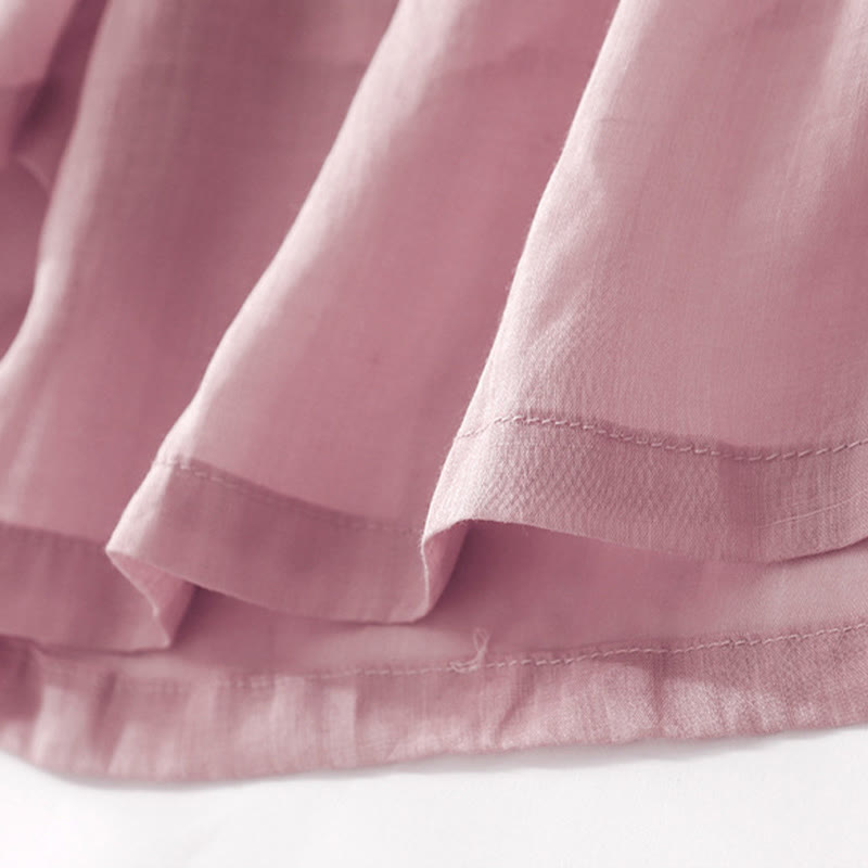 Buddha Stones Summer Embroidery Double Layer Cotton Linen Women's Wide Leg Pants With Pockets - image 15