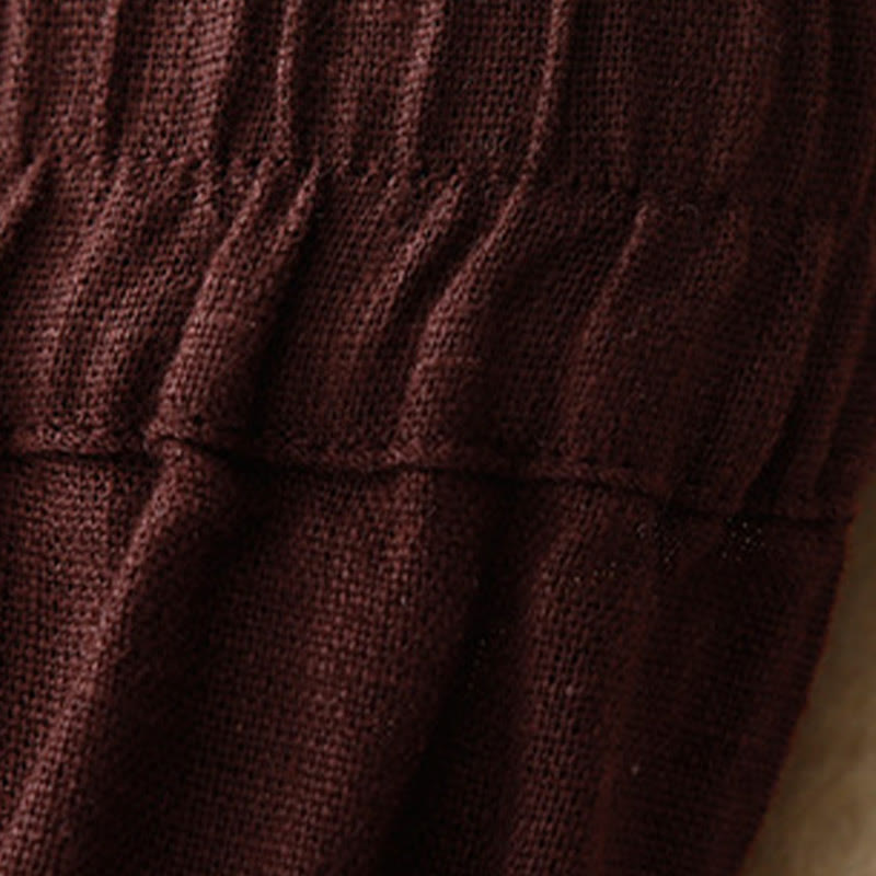 Buddha Stones Summer Casual Simple Zipper Design Linen Women's Wide Leg Pants With Pockets - image 28