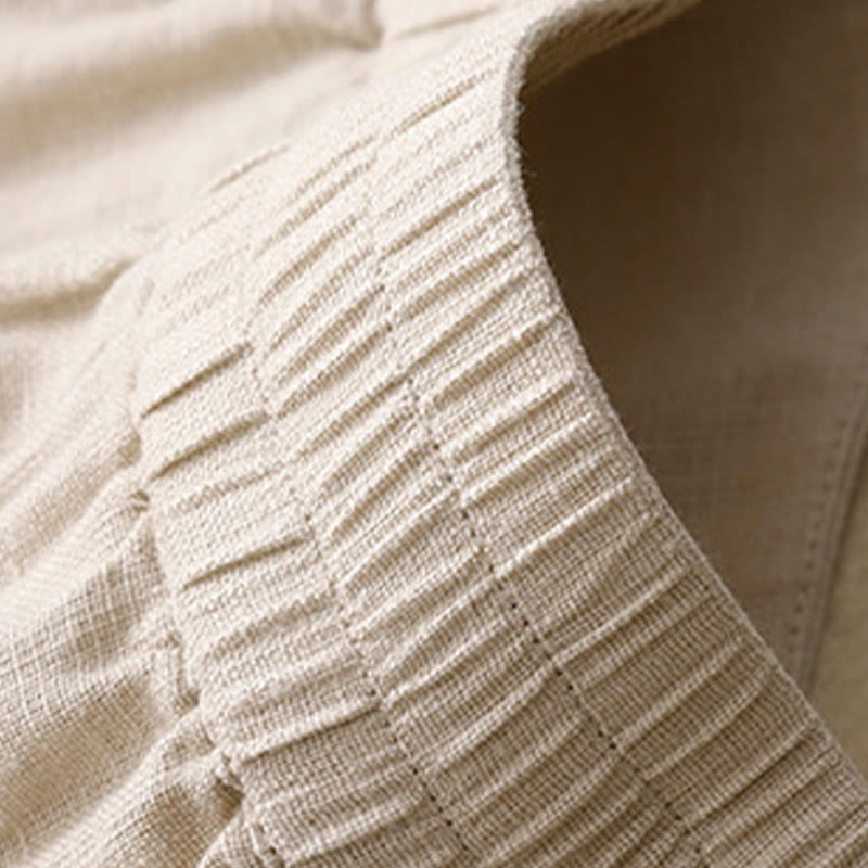Buddha Stones Summer Casual Simple Zipper Design Linen Women's Wide Leg Pants With Pockets - image 46