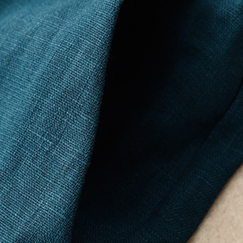 Buddha Stones Summer Casual Simple Zipper Design Linen Women's Wide Leg Pants With Pockets - image 3