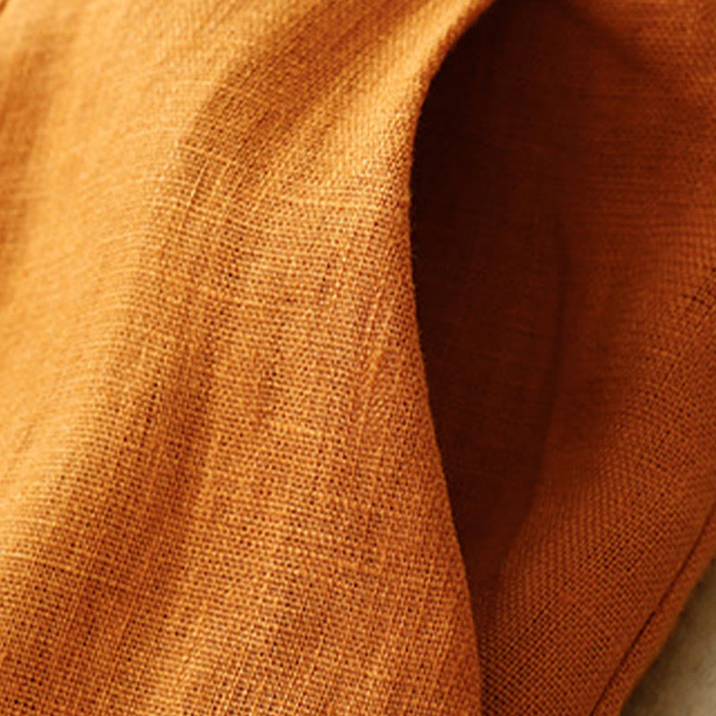 Buddha Stones Summer Casual Simple Zipper Design Linen Women's Wide Leg Pants With Pockets - image 23