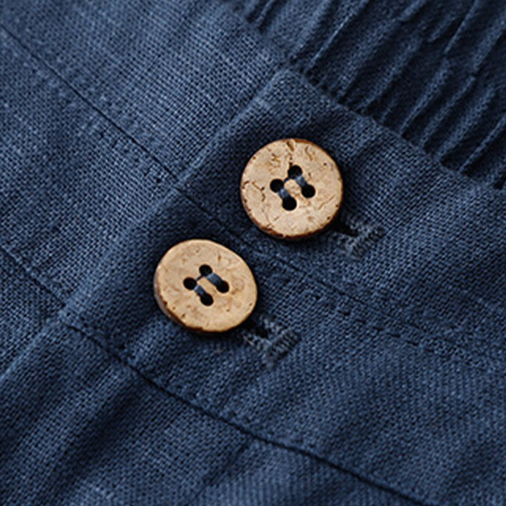 Buddha Stones Summer Casual Simple Zipper Design Linen Women's Wide Leg Pants With Pockets - image 57