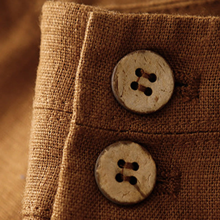 Buddha Stones Summer Casual Simple Zipper Design Linen Women's Wide Leg Pants With Pockets - image 33