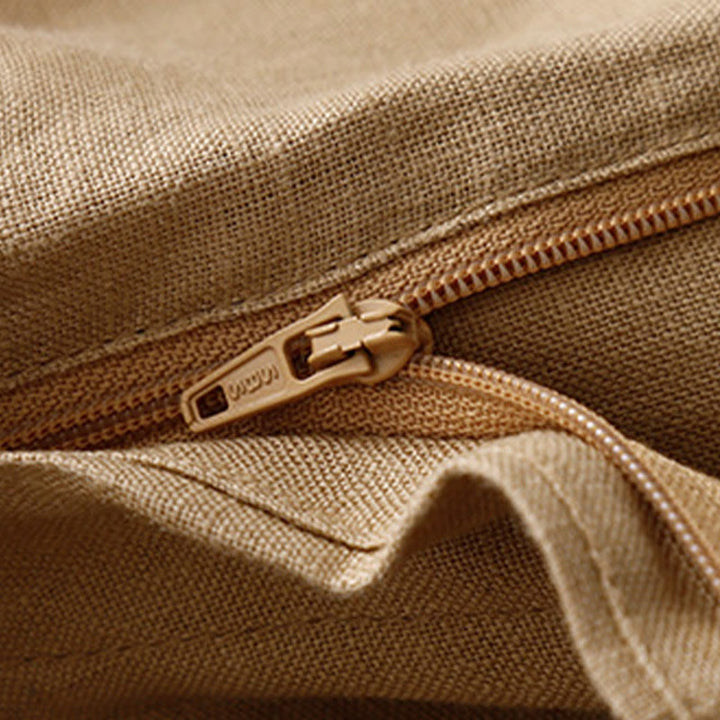 Buddha Stones Summer Casual Simple Zipper Design Linen Women's Wide Leg Pants With Pockets - image 41